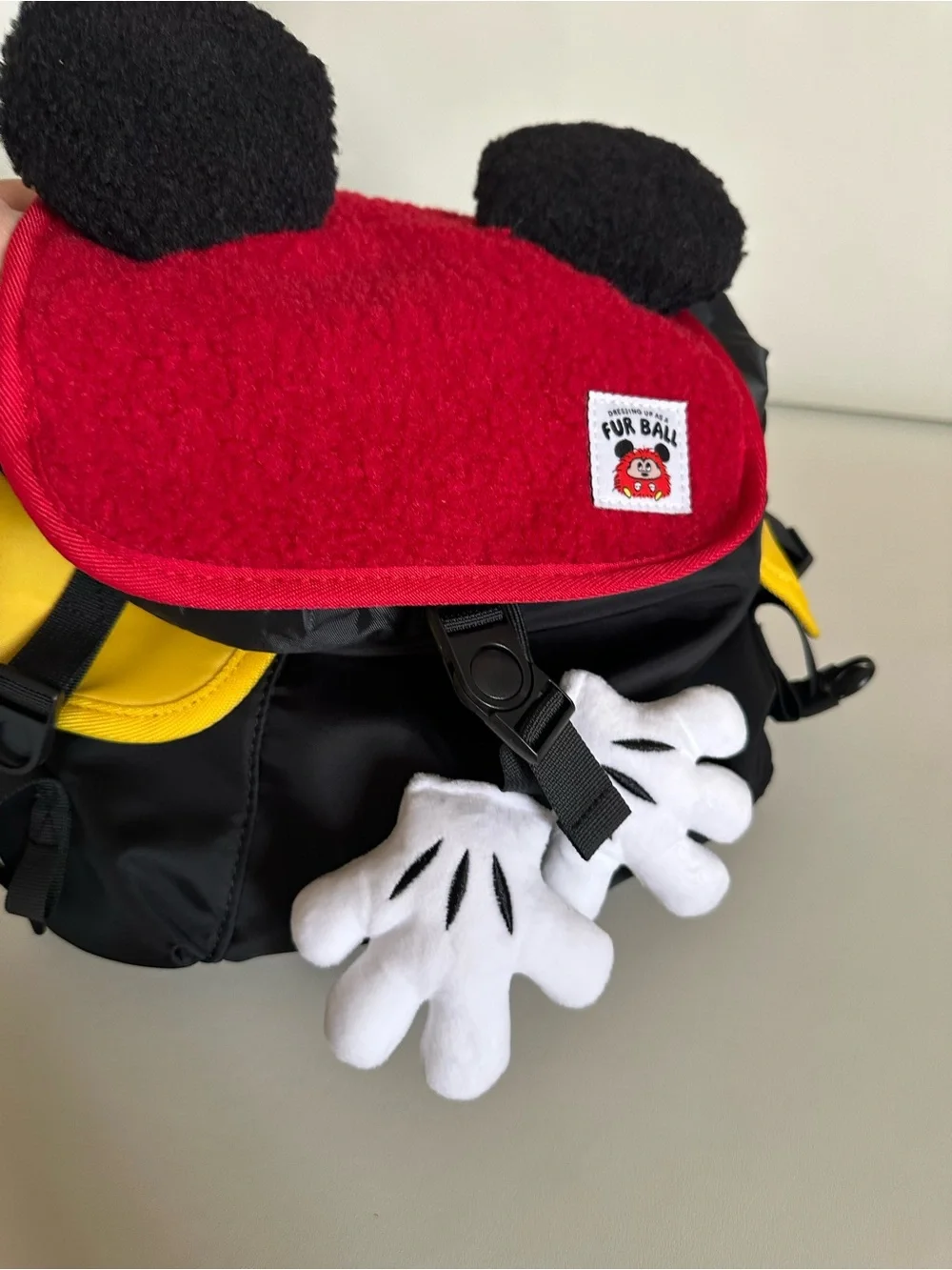 Disney Black and White Kids Backpack Strap with Red Tag Accent